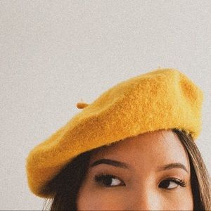 Mustard Yellow Wool Beret